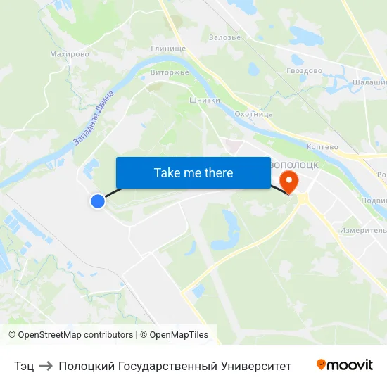 Тэц to Полоцкий Государственный Университет map