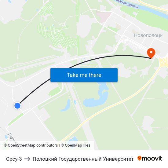 Срсу-3 to Полоцкий Государственный Университет map