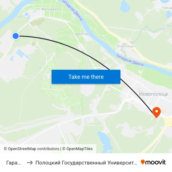 Гаражи to Полоцкий Государственный Университет map