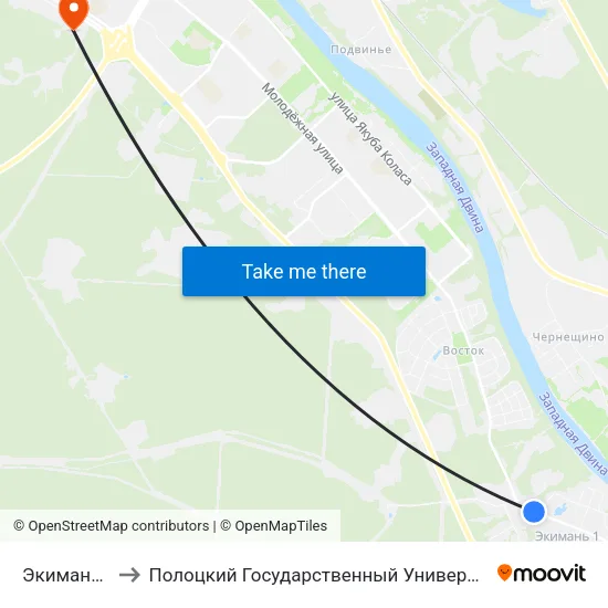 Экимань-1 to Полоцкий Государственный Университет map