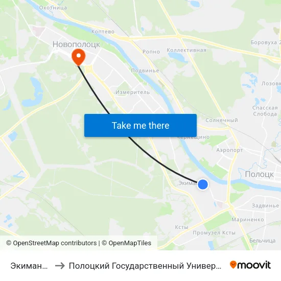Экимань-2 to Полоцкий Государственный Университет map