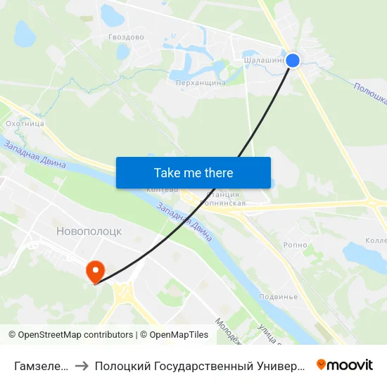 Гамзелево to Полоцкий Государственный Университет map