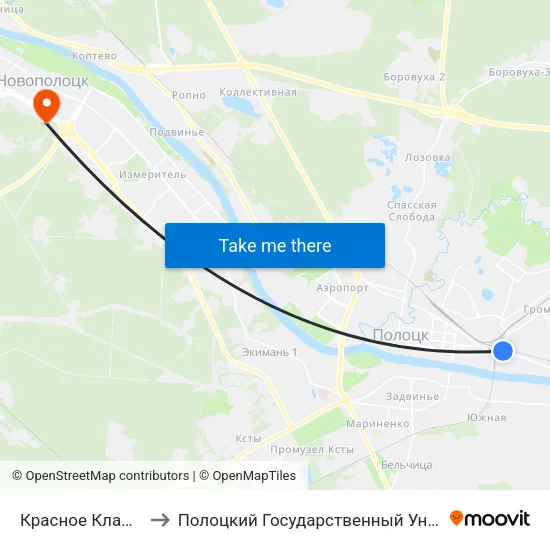 Красное Кладбище to Полоцкий Государственный Университет map