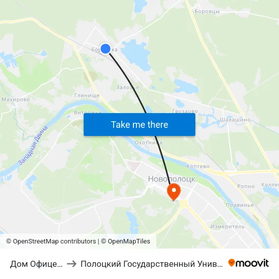 Дом Офицеров to Полоцкий Государственный Университет map