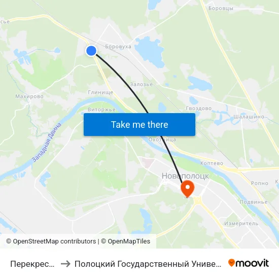 Перекресток to Полоцкий Государственный Университет map