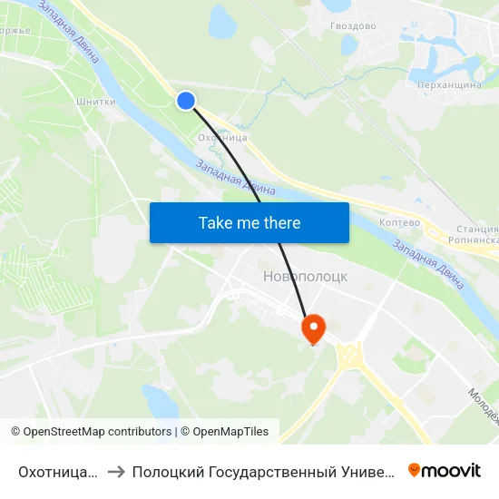 Охотница Пт to Полоцкий Государственный Университет map