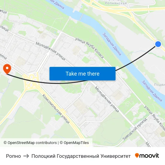 Ропно to Полоцкий Государственный Университет map