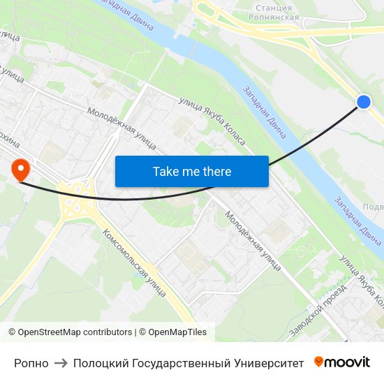 Ропно to Полоцкий Государственный Университет map