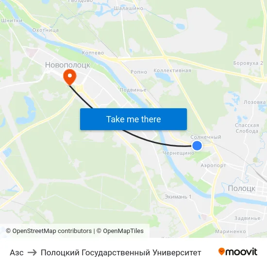 Азс to Полоцкий Государственный Университет map