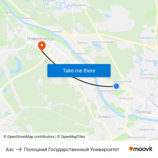 Азс to Полоцкий Государственный Университет map