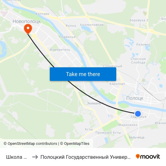 Школа №3 to Полоцкий Государственный Университет map
