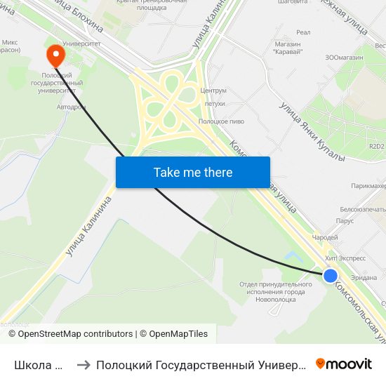 Школа № 7 to Полоцкий Государственный Университет map