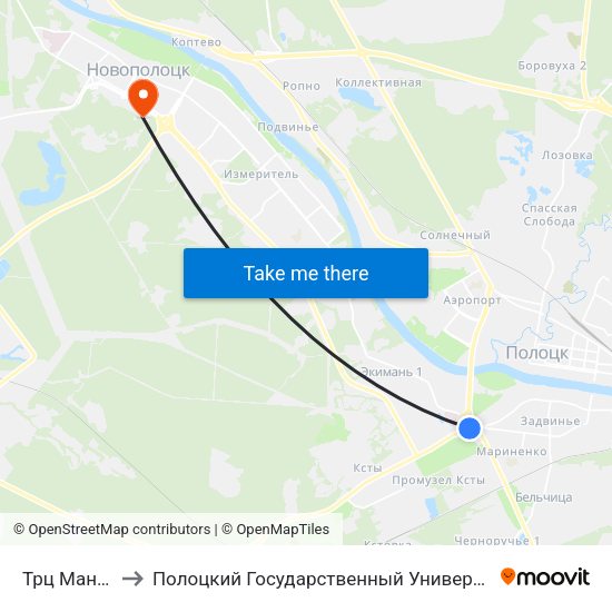 Трц Манеж to Полоцкий Государственный Университет map