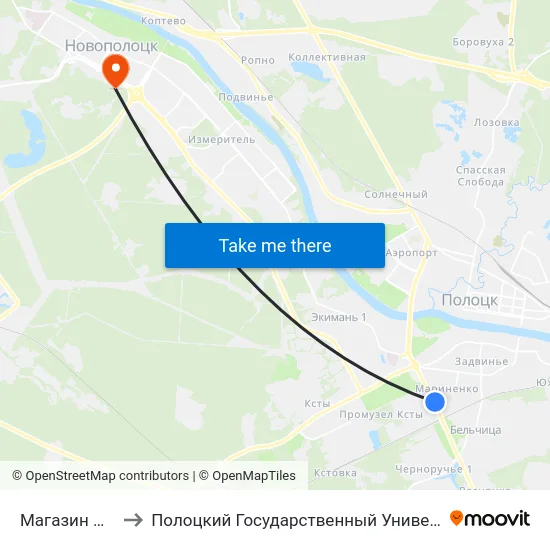 Магазин №23 to Полоцкий Государственный Университет map