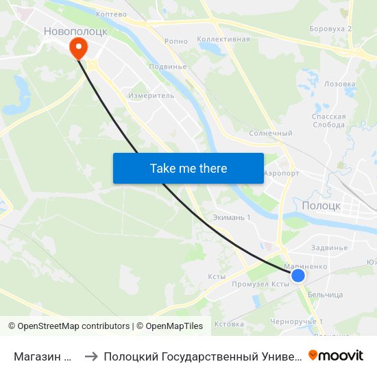 Магазин №23 to Полоцкий Государственный Университет map