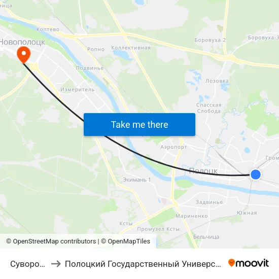 Суворова to Полоцкий Государственный Университет map