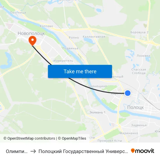 Олимпиец to Полоцкий Государственный Университет map