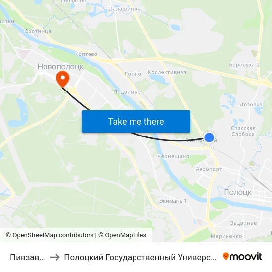 Пивзавод to Полоцкий Государственный Университет map