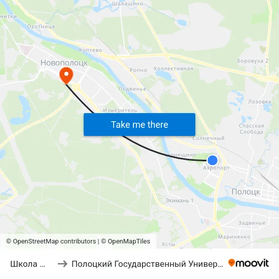 Школа №18 to Полоцкий Государственный Университет map