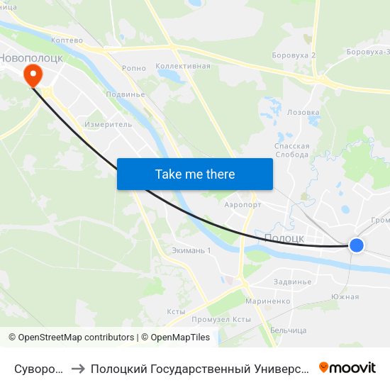 Суворова to Полоцкий Государственный Университет map