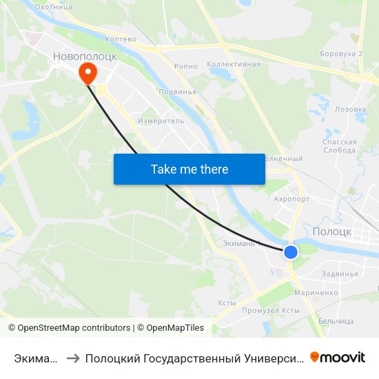 Экимань to Полоцкий Государственный Университет map