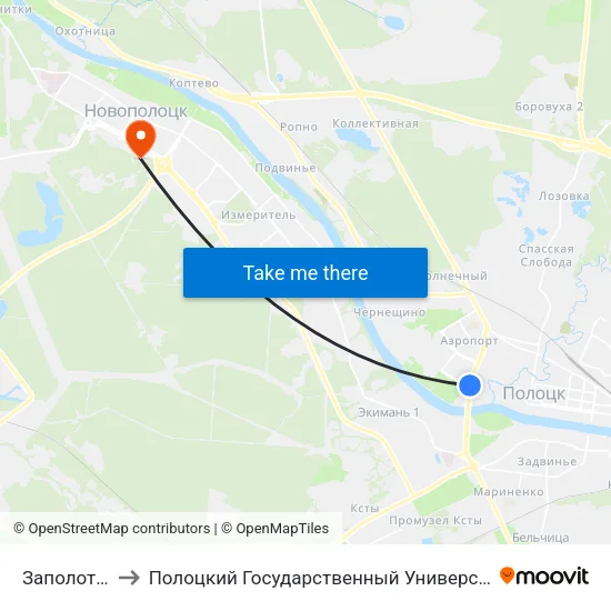 Заполотье to Полоцкий Государственный Университет map