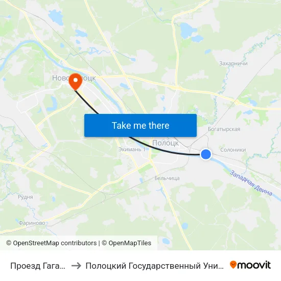 Проезд Гагарина to Полоцкий Государственный Университет map