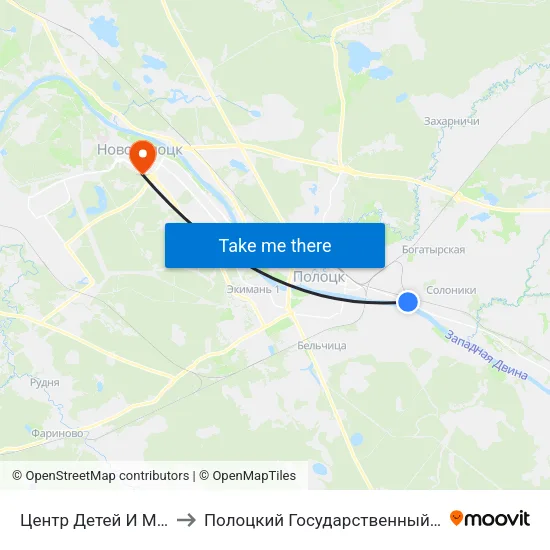 Центр Детей И Молодёжи to Полоцкий Государственный Университет map