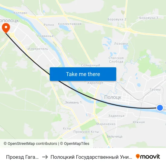 Проезд Гагарина to Полоцкий Государственный Университет map
