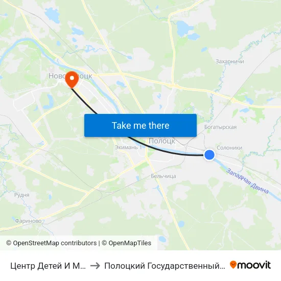 Центр Детей И Молодежи to Полоцкий Государственный Университет map