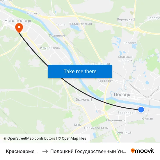 Красноармейская to Полоцкий Государственный Университет map