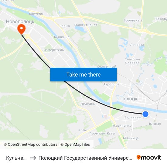 Кульнева to Полоцкий Государственный Университет map