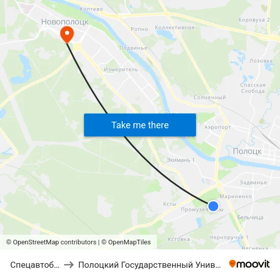 Спецавтобаза to Полоцкий Государственный Университет map