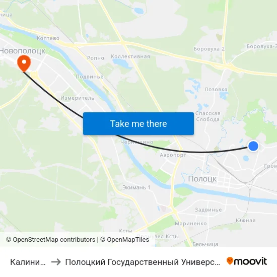 Калинина to Полоцкий Государственный Университет map