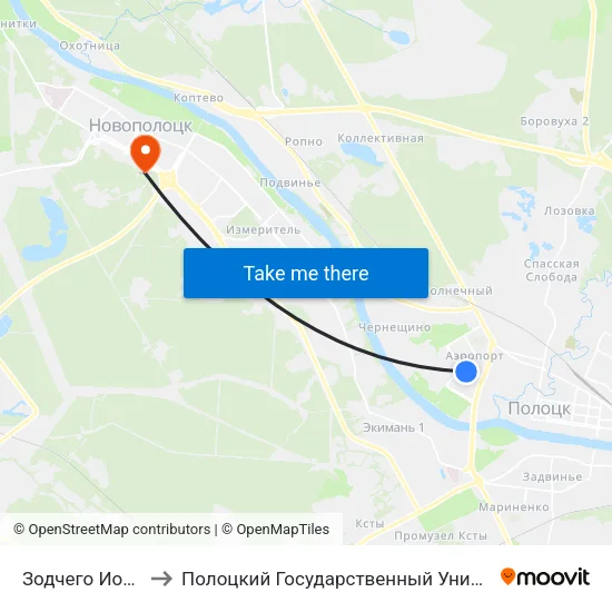 Зодчего Иоанна to Полоцкий Государственный Университет map