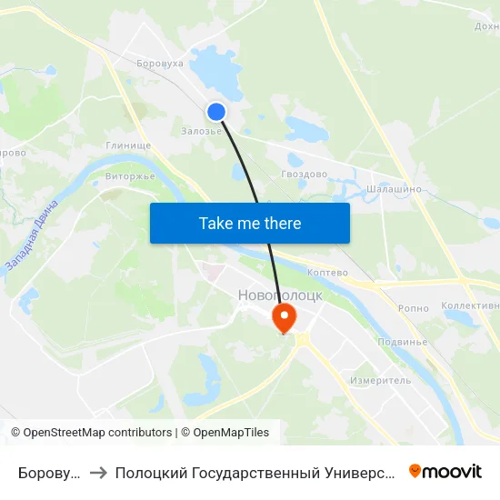 Боровуха to Полоцкий Государственный Университет map