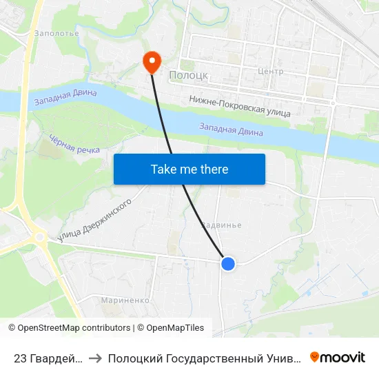 23 Гвардейцев to Полоцкий Государственный Университет map