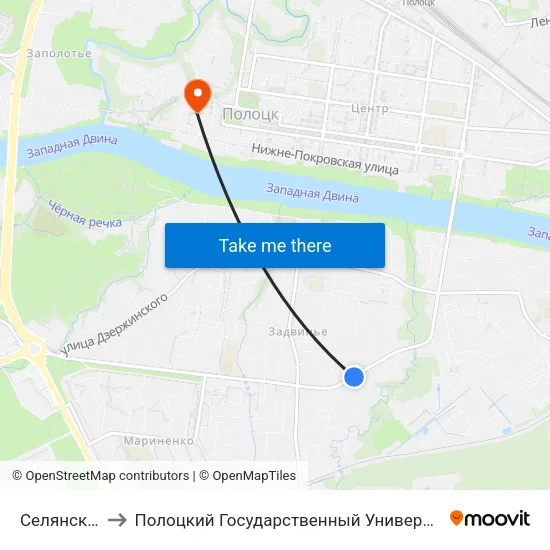 Селянская to Полоцкий Государственный Университет map