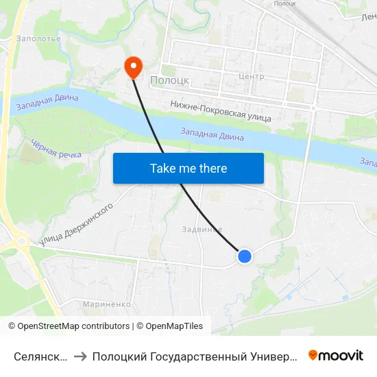 Селянская to Полоцкий Государственный Университет map