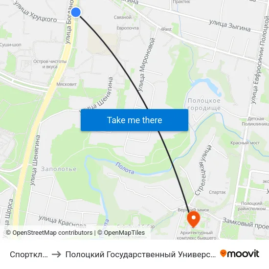 Спортклуб to Полоцкий Государственный Университет map