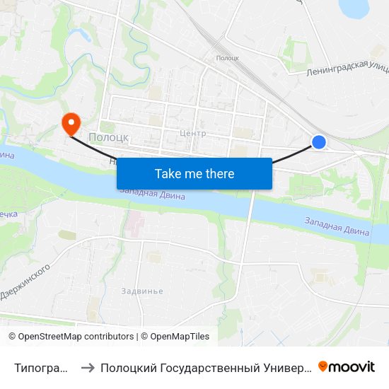 Типография to Полоцкий Государственный Университет map
