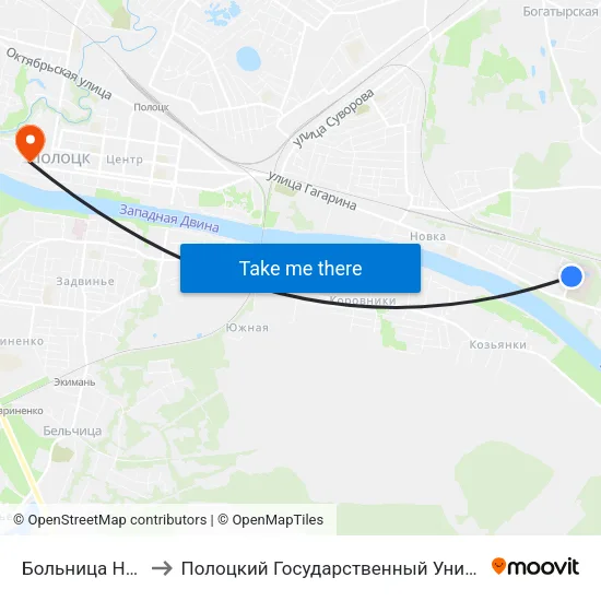 Больница Новка to Полоцкий Государственный Университет map