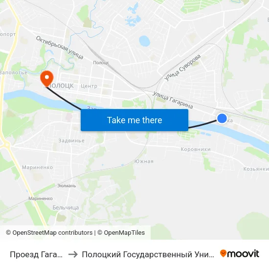 Проезд Гагарина to Полоцкий Государственный Университет map