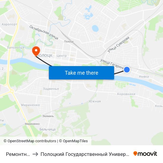 Ремонтник to Полоцкий Государственный Университет map