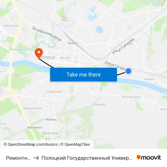 Ремонтник to Полоцкий Государственный Университет map