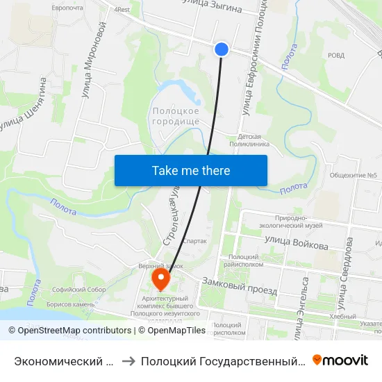 Экономический Колледж to Полоцкий Государственный Университет map