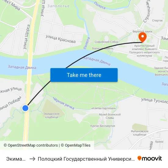 Экимань to Полоцкий Государственный Университет map