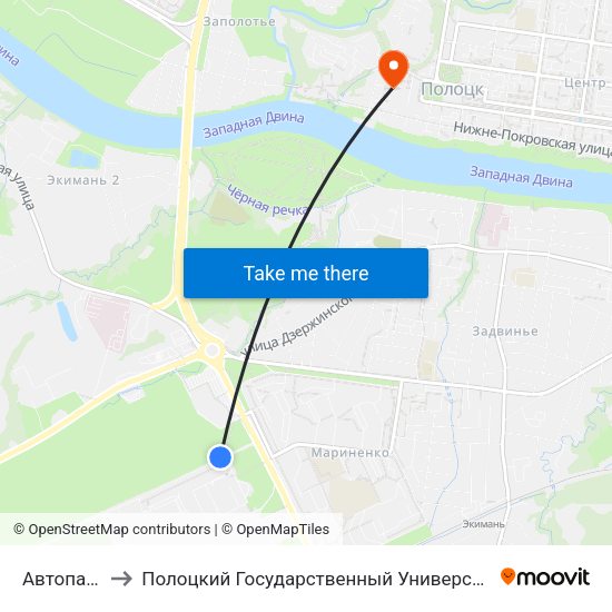 Автопарк to Полоцкий Государственный Университет map