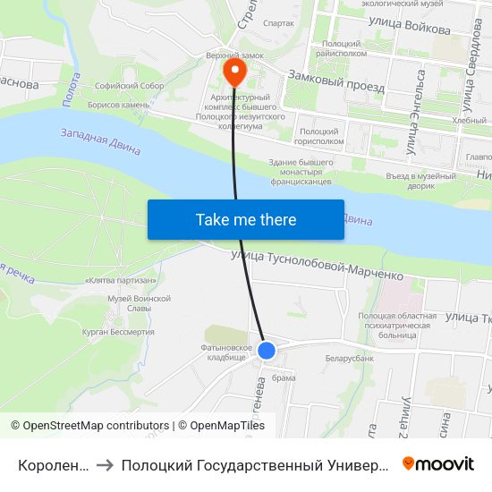 Короленко to Полоцкий Государственный Университет map
