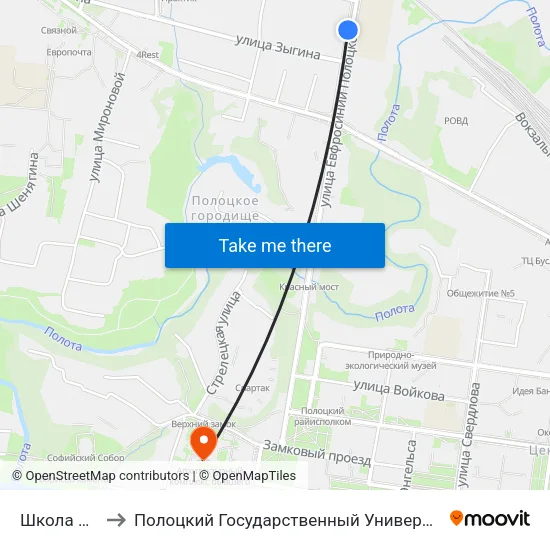 Школа №9 to Полоцкий Государственный Университет map